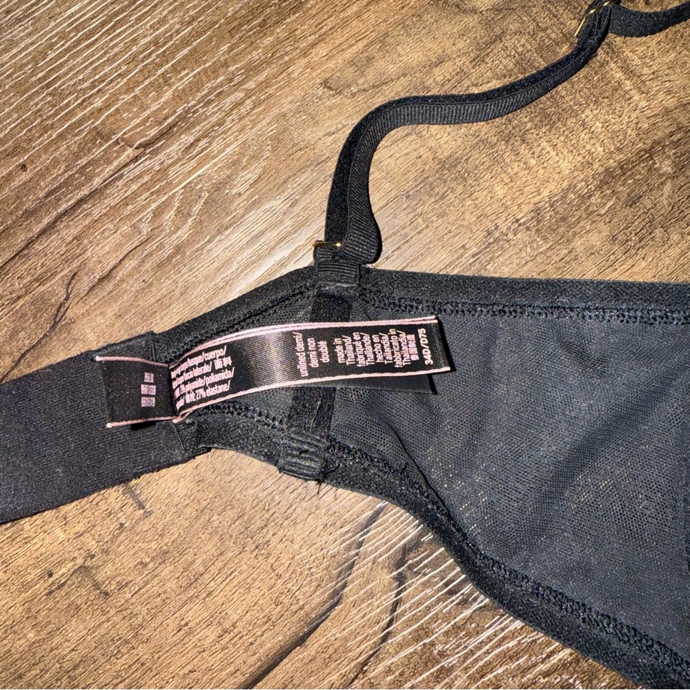 Victorias Secret Unlined Demi Bra Black Mesh and Lace - Picture 4 of 5